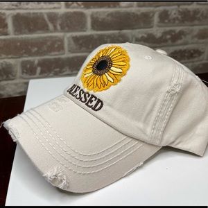 Ladies Blessed Sunflower Creme Baseball Cap